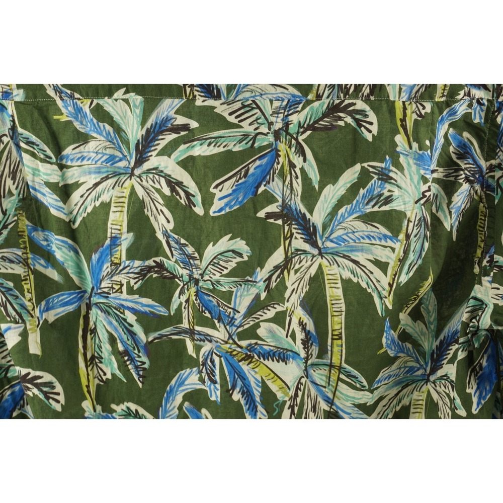 Hartford Men's XL Long Sleeve Green Blue Palm Tree Jersey Cotton Hawaiian Shirt - Picture 10 of 10